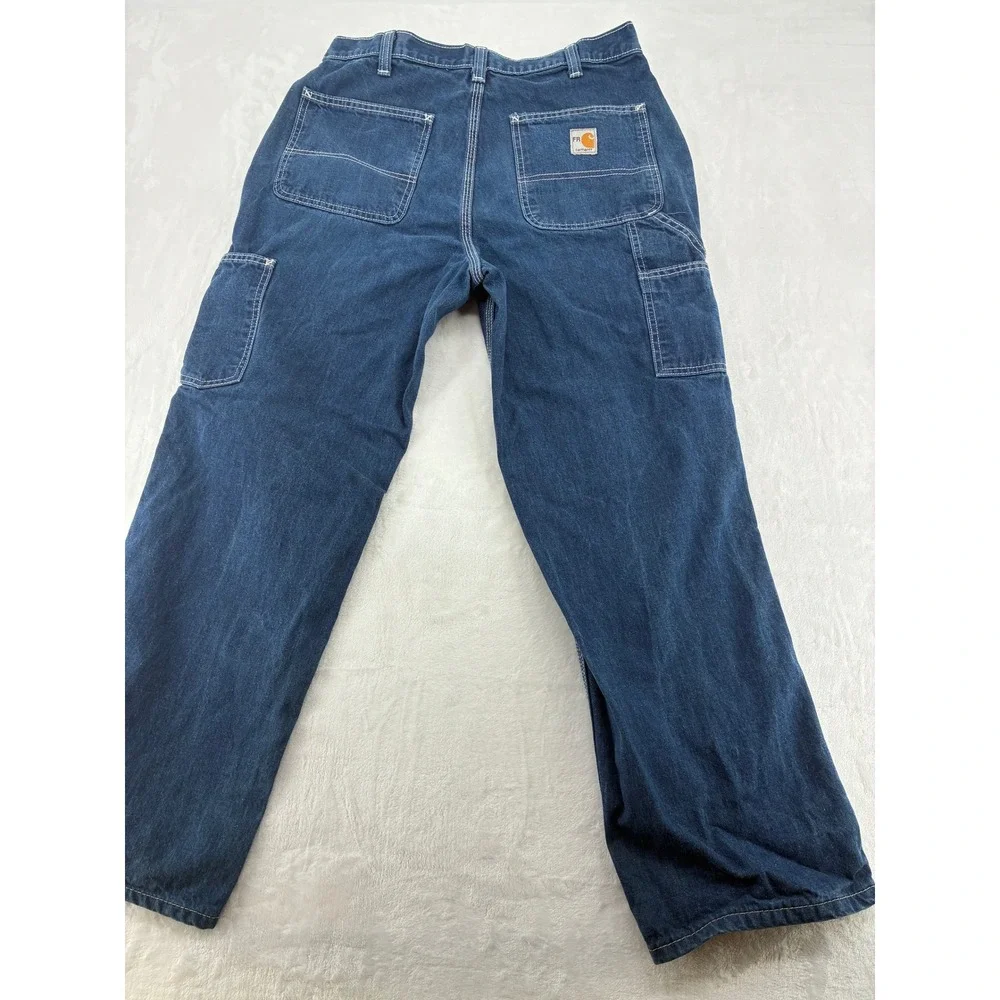 Carhartt FR Jeans Mens 34x30 Work Pants Blue Flame Resistant CAT 2 NFPA - Picture 11 of 13